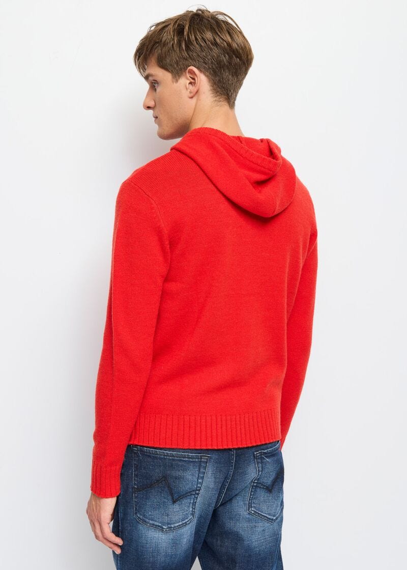 Sweat-shirt rouge en maille de laine
