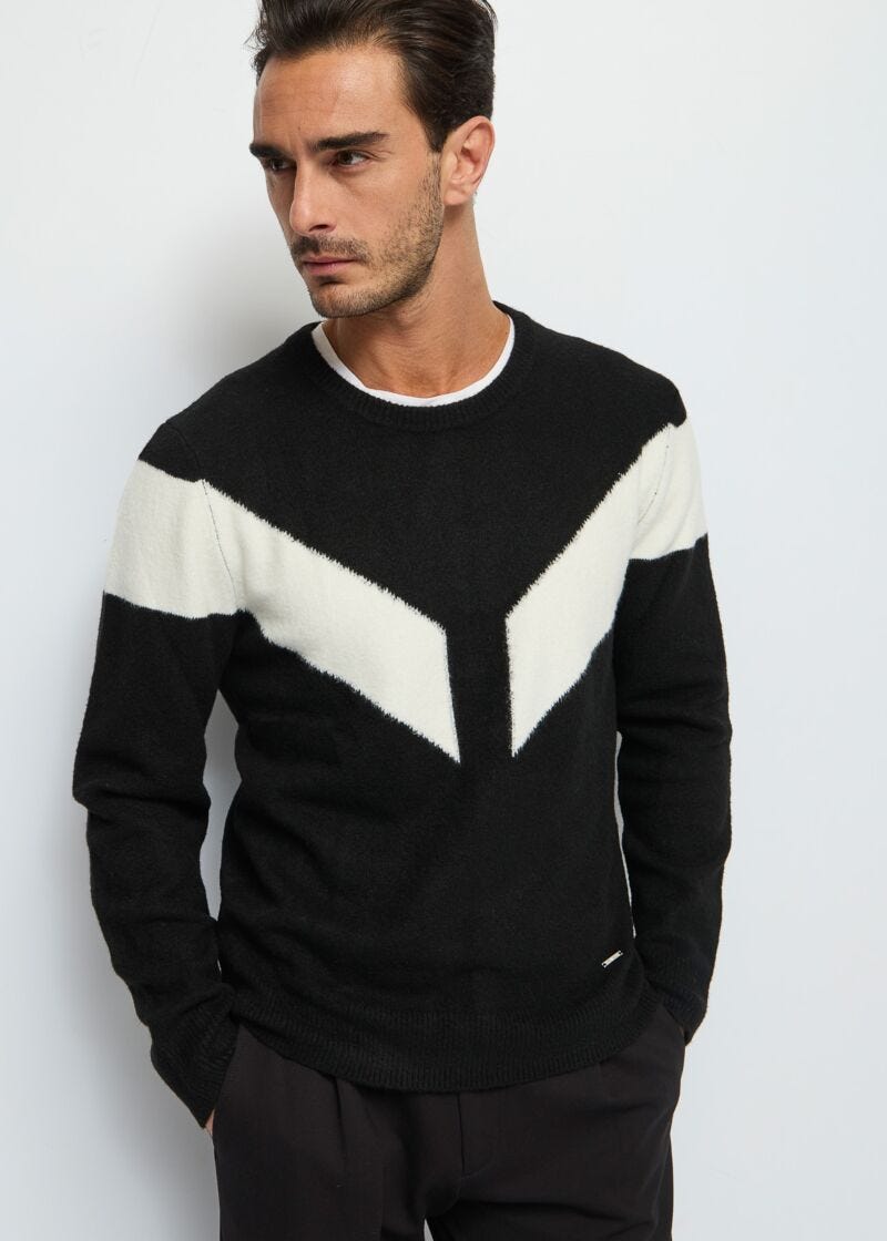 Jersey de cuello redondo en mezcla de lana