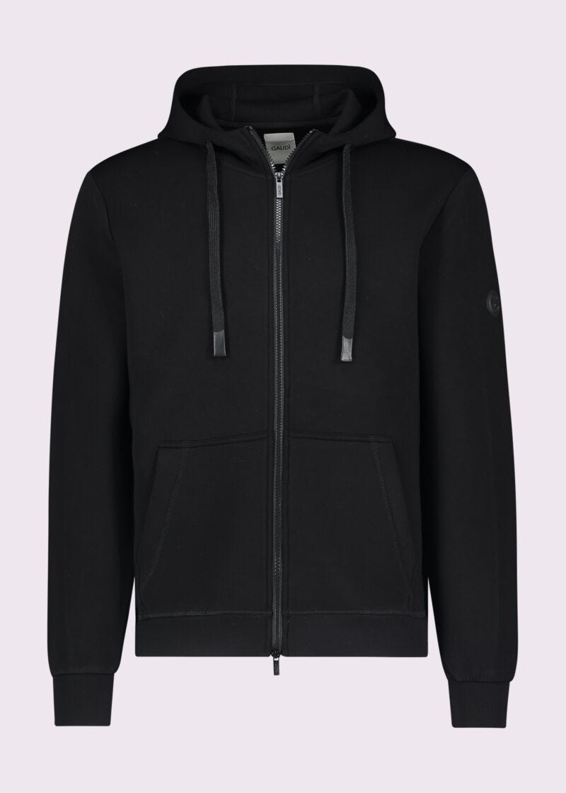 Sweat-shirt noir avec capuche et fermeture éclair