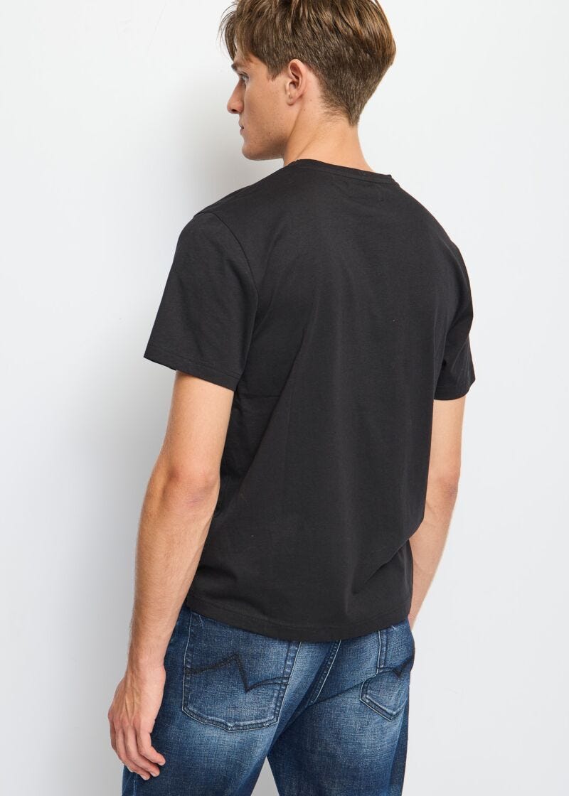 T-shirt nera in cotone con logo