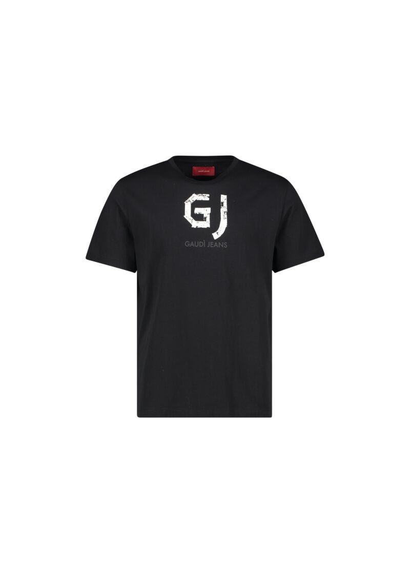 T-shirt nera in cotone con logo