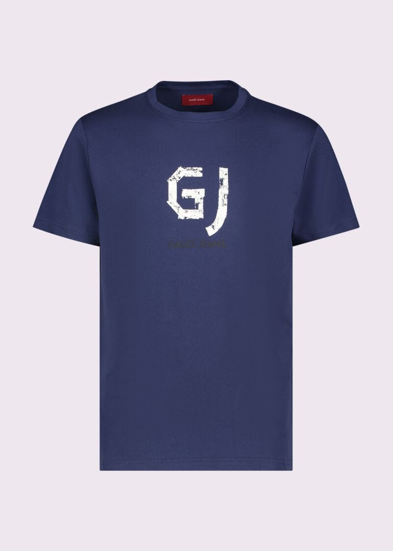 T-shirt blu in cotone con logo