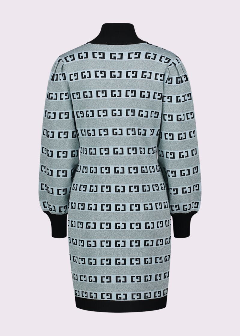 Light blue dress with jacquard logo