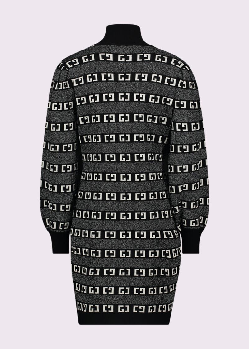 Grey dress with jacquard logo