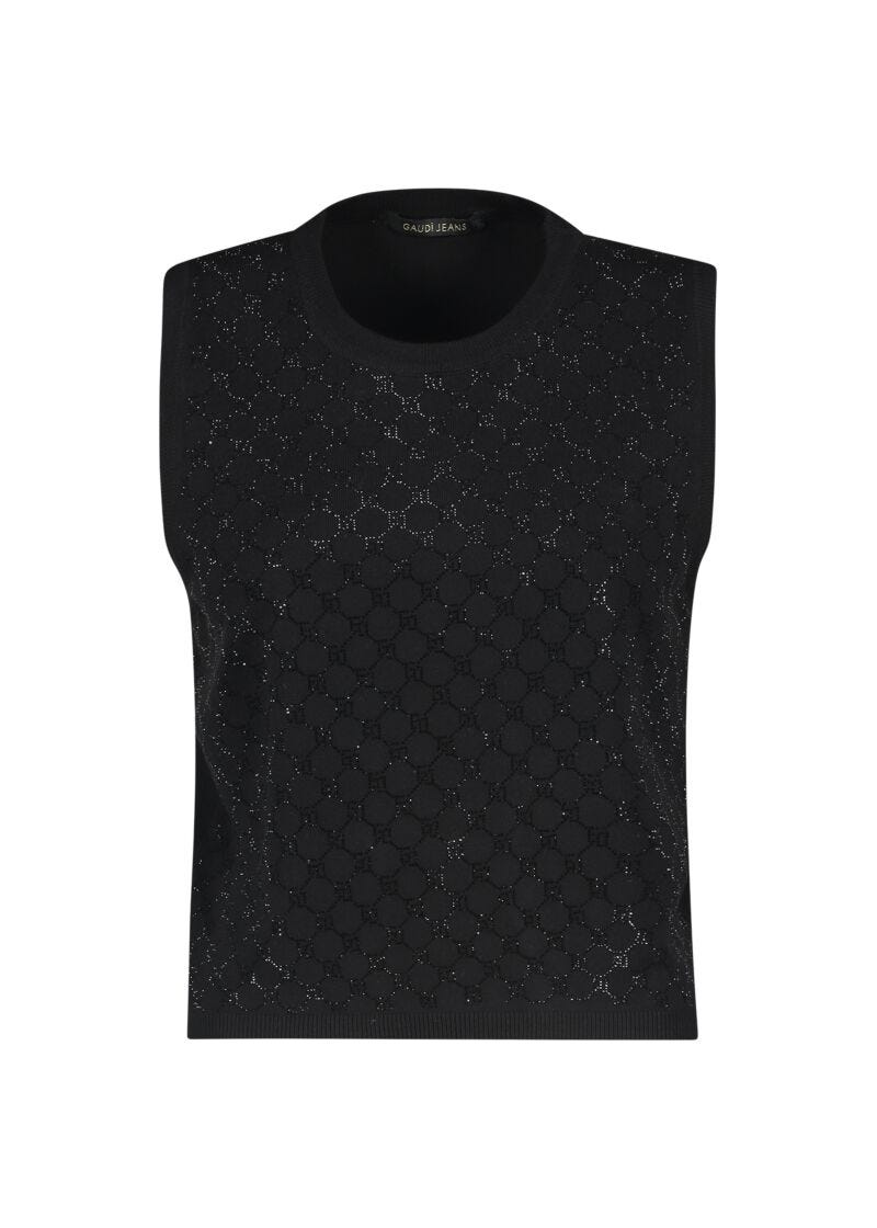 Gilet in maglia con logo e strass