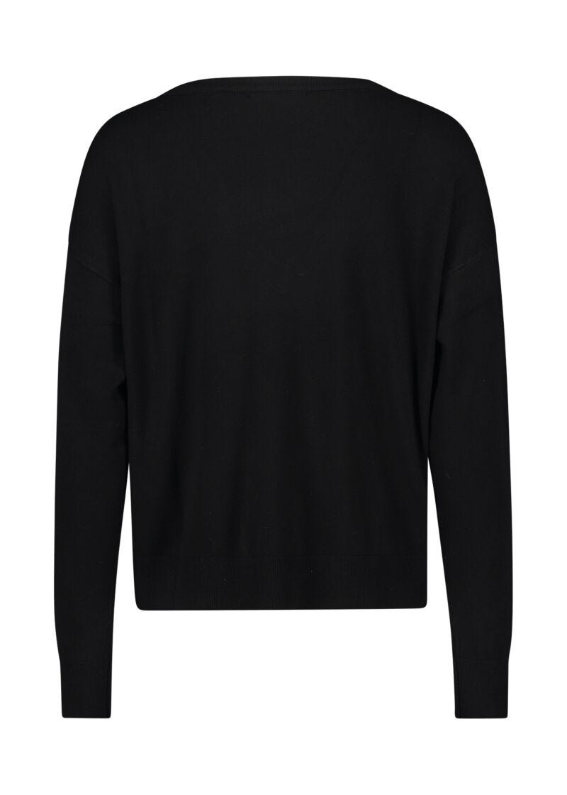 Black jumper with logo and rhinestones