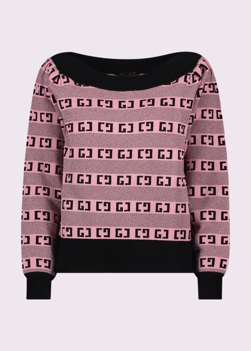 Pink jumper with jacquard logo