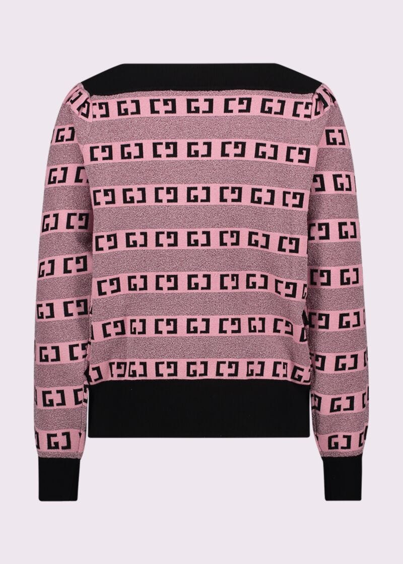 Pink jumper with jacquard logo