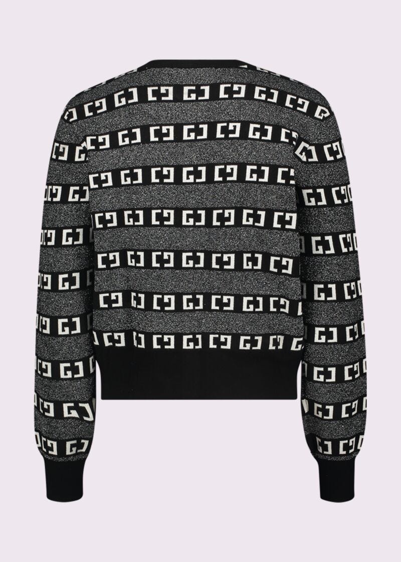 Grey cardigan with jacquard logo