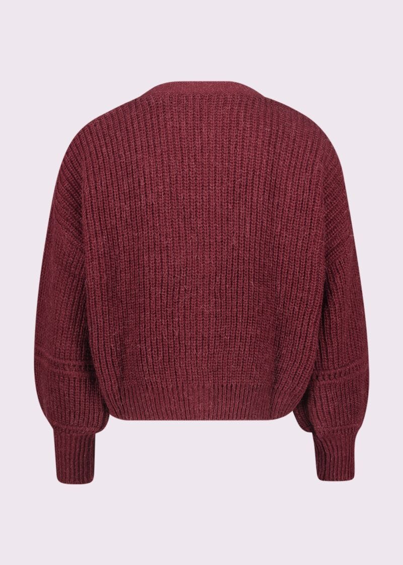 Cardigan bordeaux in lana e alpaca