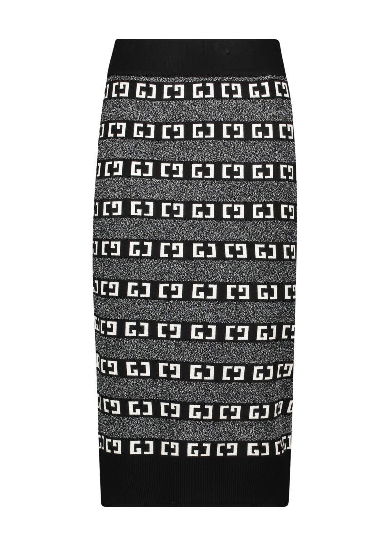 Grey jacquard logo skirt