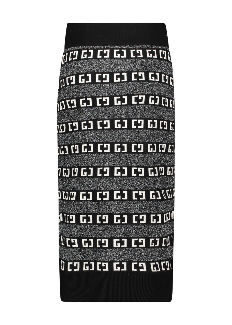 Grey jacquard logo skirt