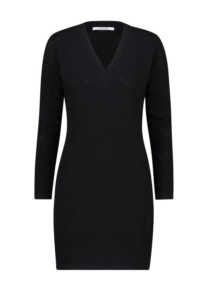 Mini-robe noire en maille jacquard
