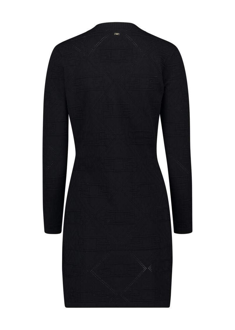 Mini-robe noire en maille jacquard
