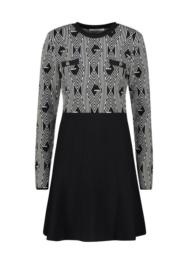Vestito nero in maglia jacquard