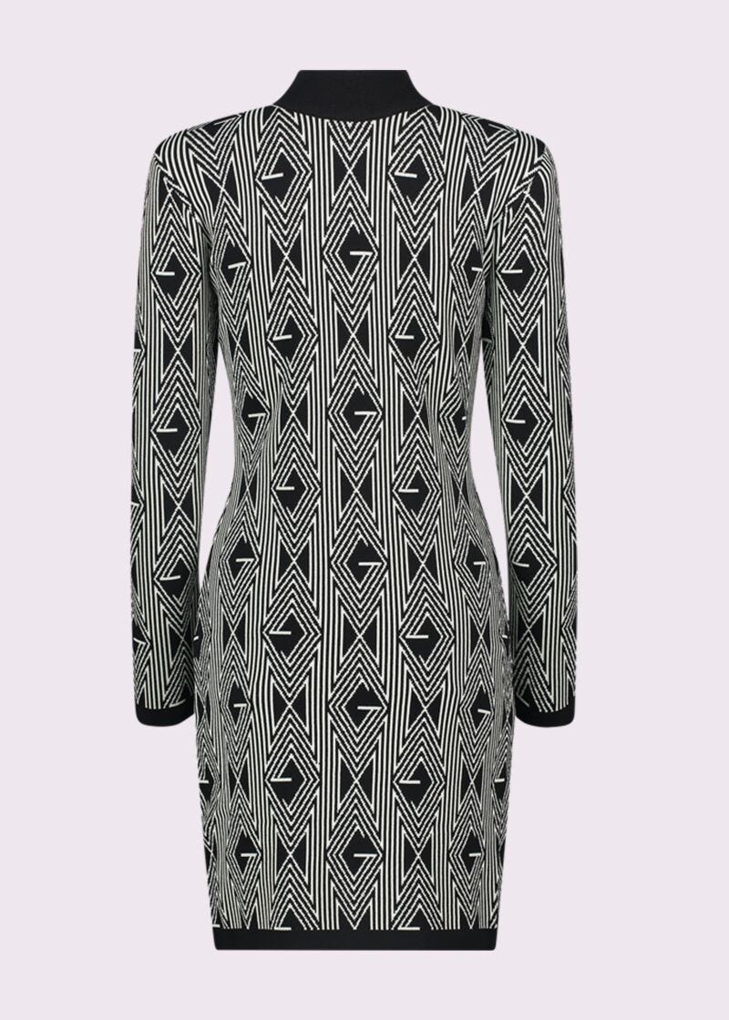 Mini-robe noire en maille jacquard