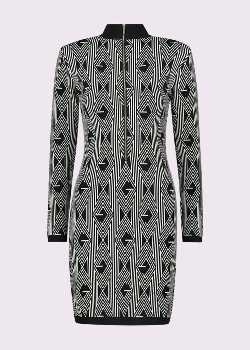 Mini-robe noire en maille jacquard