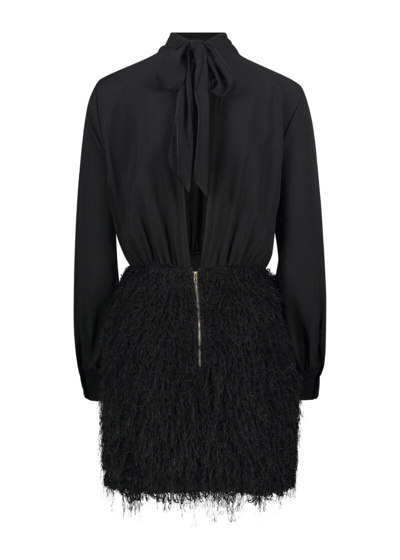 Mini abito nero in georgette