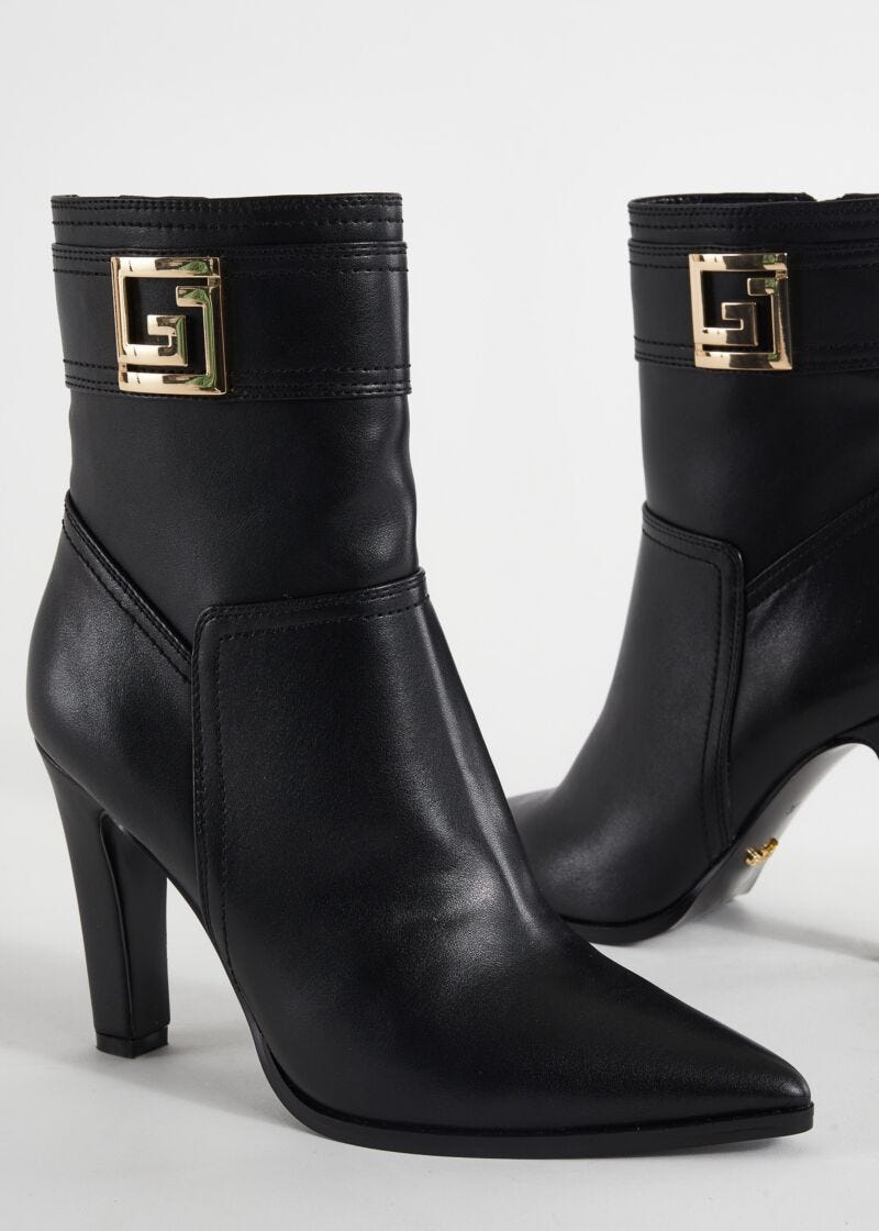 Fauxleather ankle boots with logo