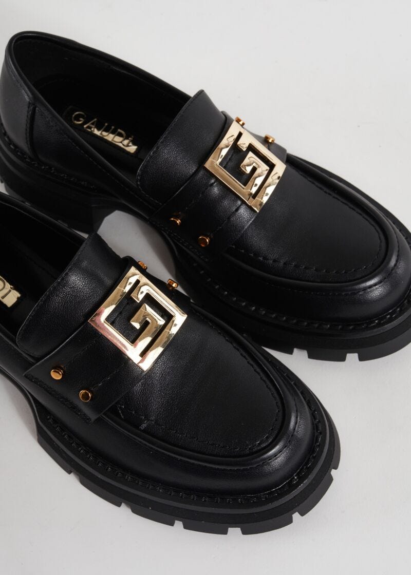Leather loafers with studs