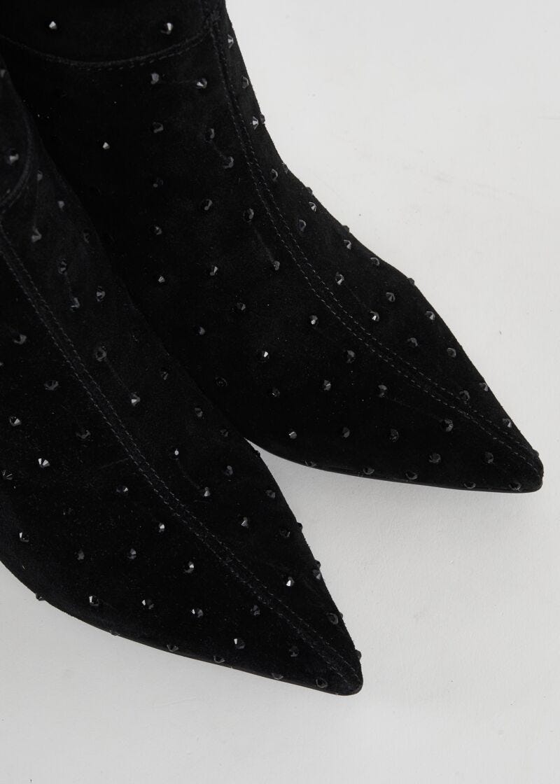 Stivali in pelle con strass