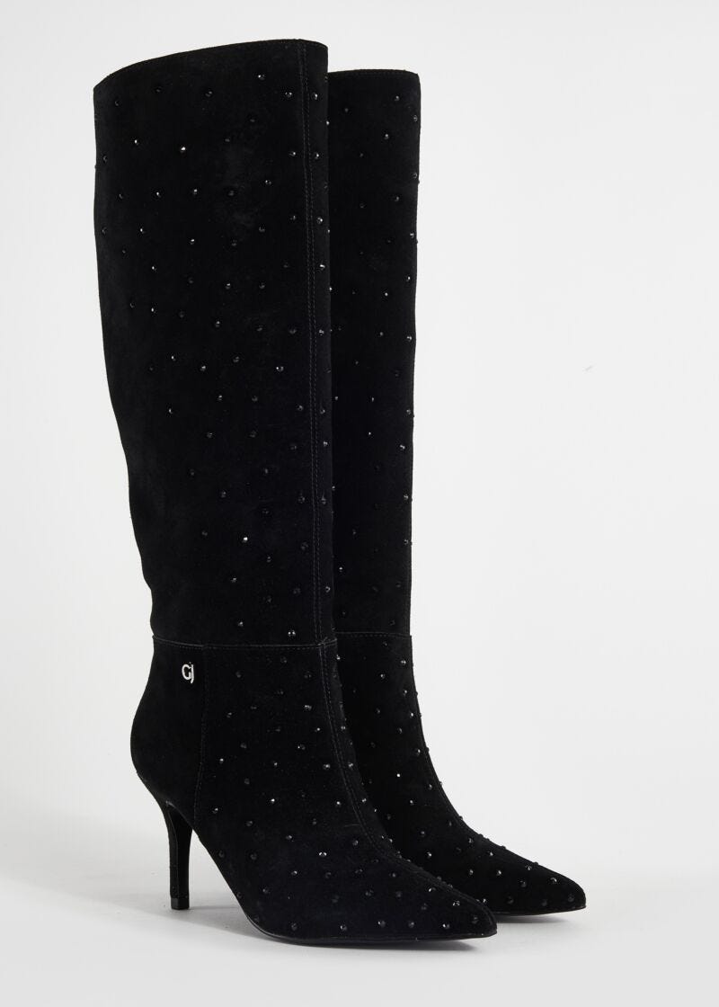 Stivali in pelle con strass