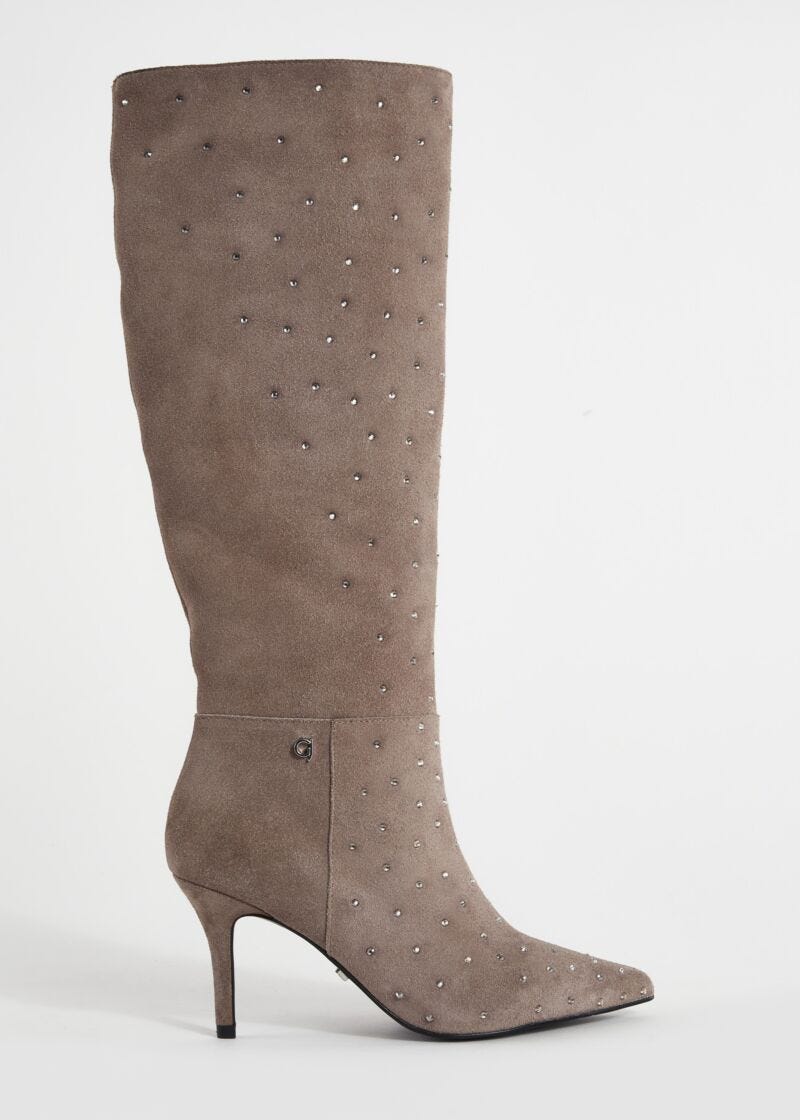 Stivali in pelle con strass