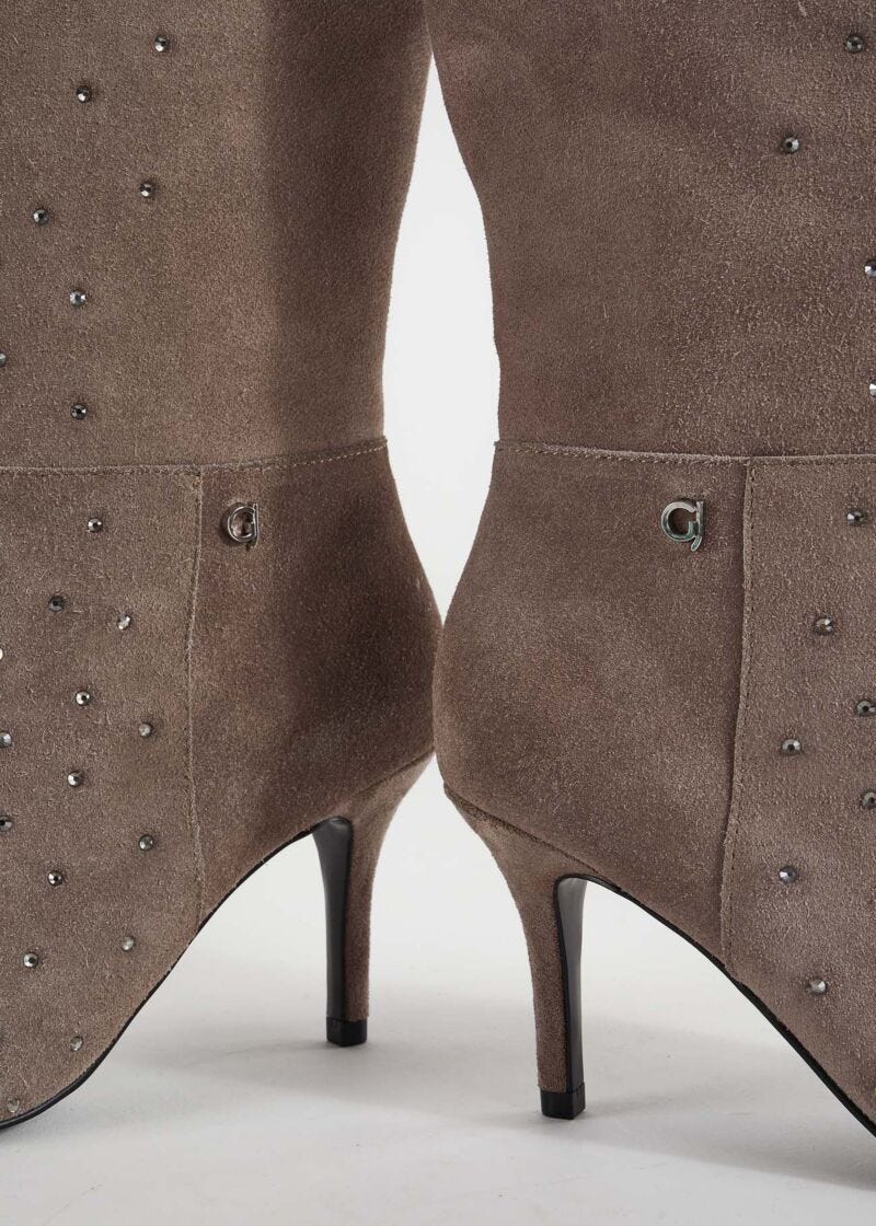 Stivali in pelle con strass