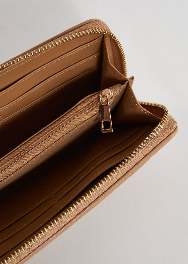 Portefeuille en similicuir beige