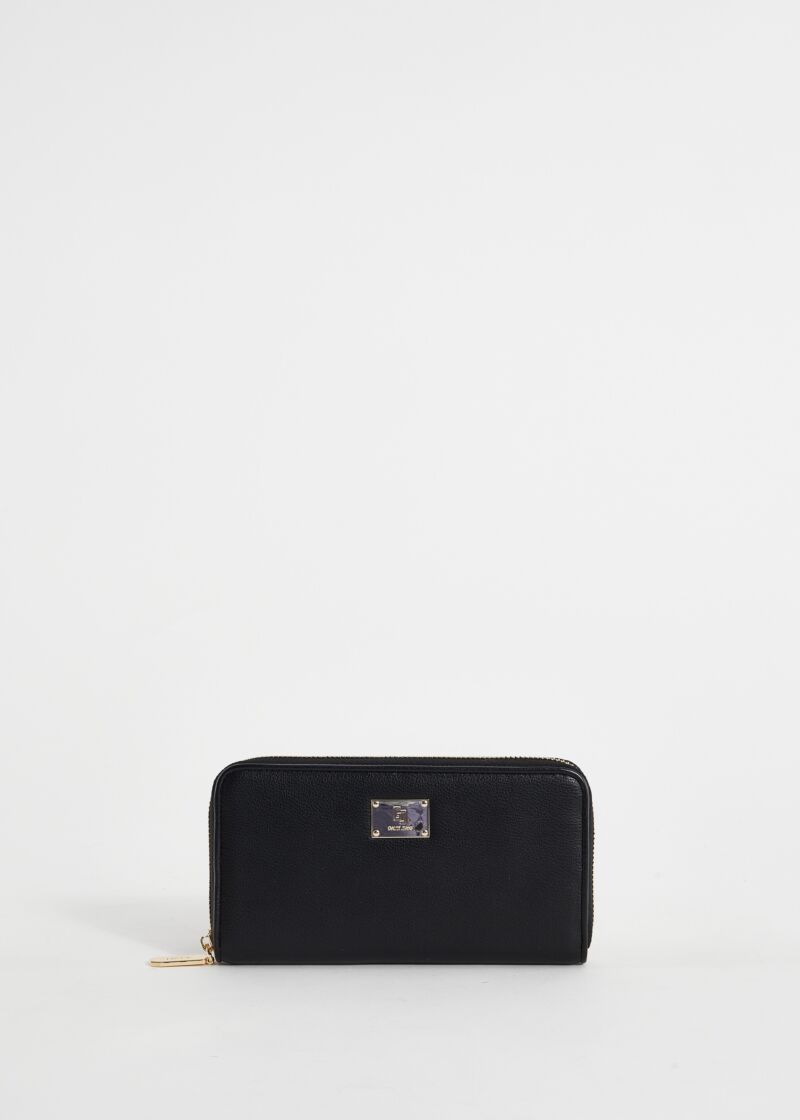 Cartera negra de piel sintética