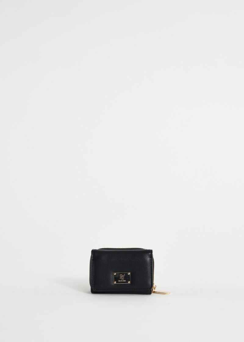 Mini portafoglio nero con patta