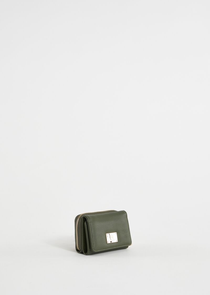 Mini portafoglio verde con patta