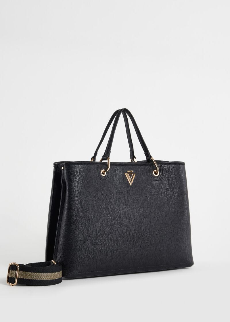 Bolso shopper negro con bandolera