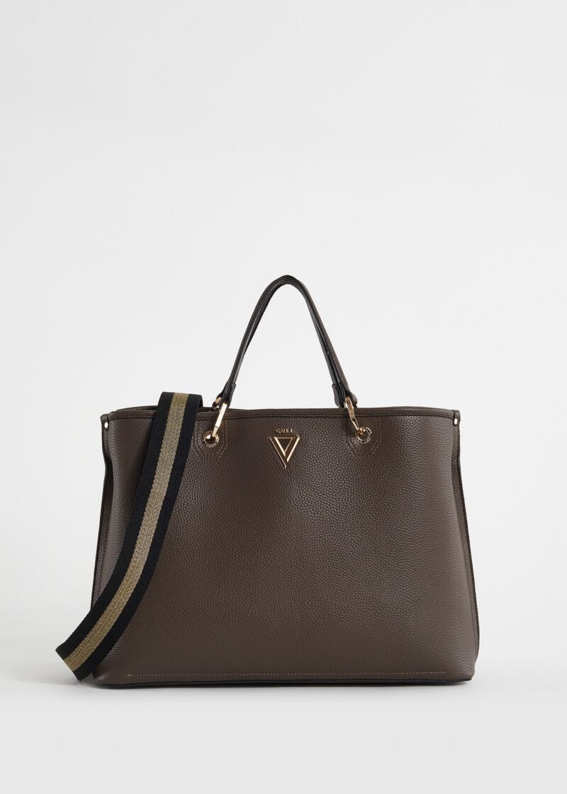 Bolso shopper marrón con bandolera