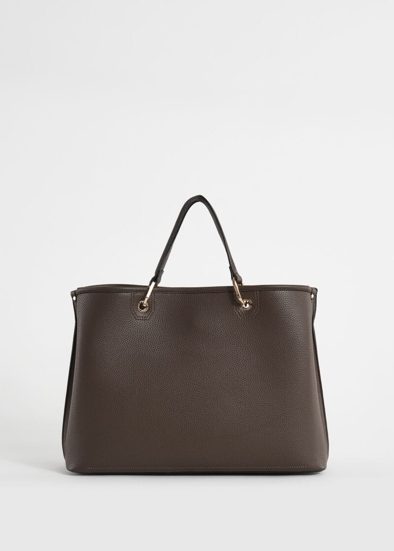 Bolso shopper marrón con bandolera