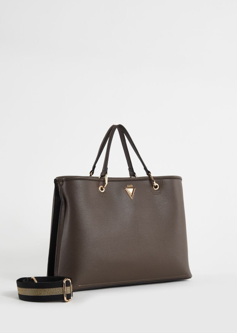 Bolso shopper marrón con bandolera