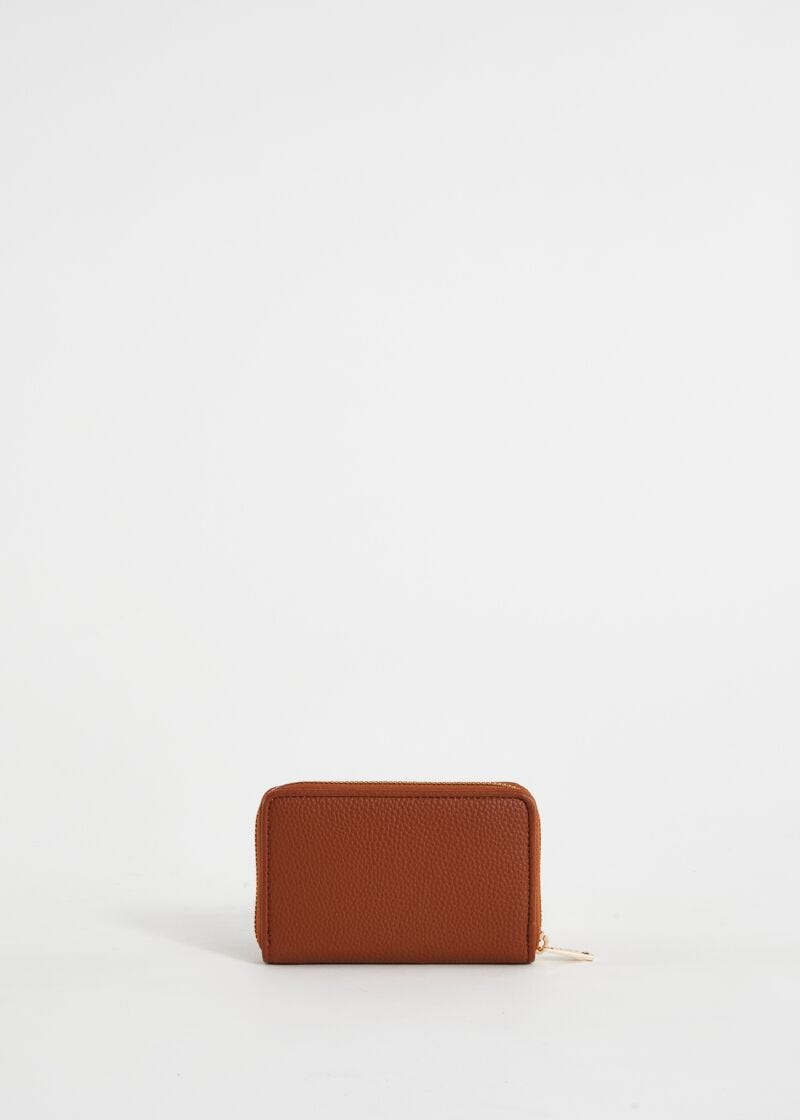 Minicartera con cremallera alrededor beige
