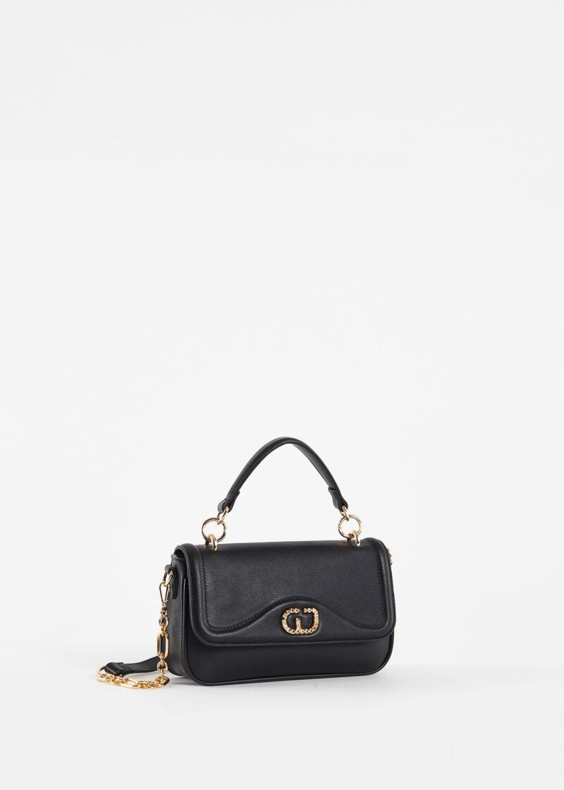Black tophandle bag with shoulder strap