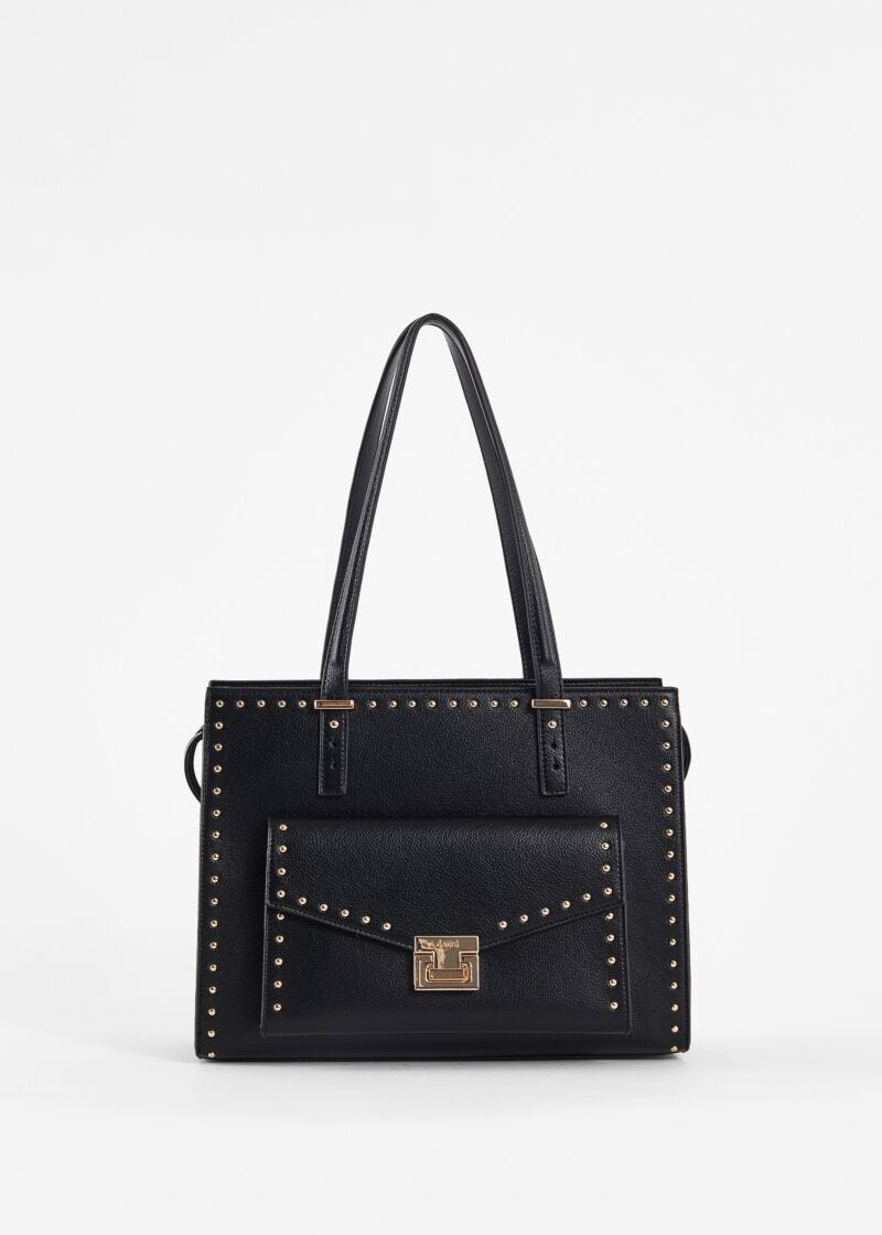 Black shopper bag with studs
