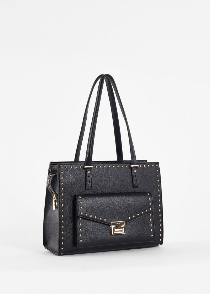 Black shopper bag with studs