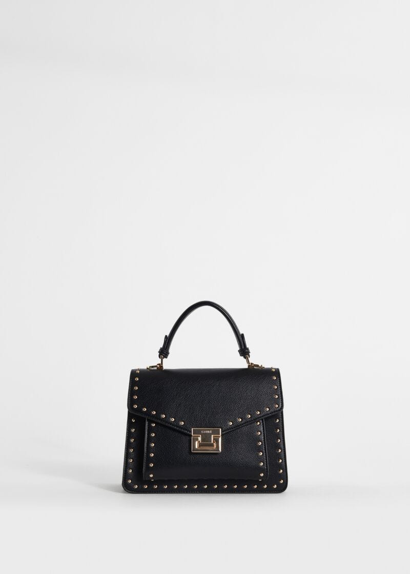 Black tophandle bag with studs