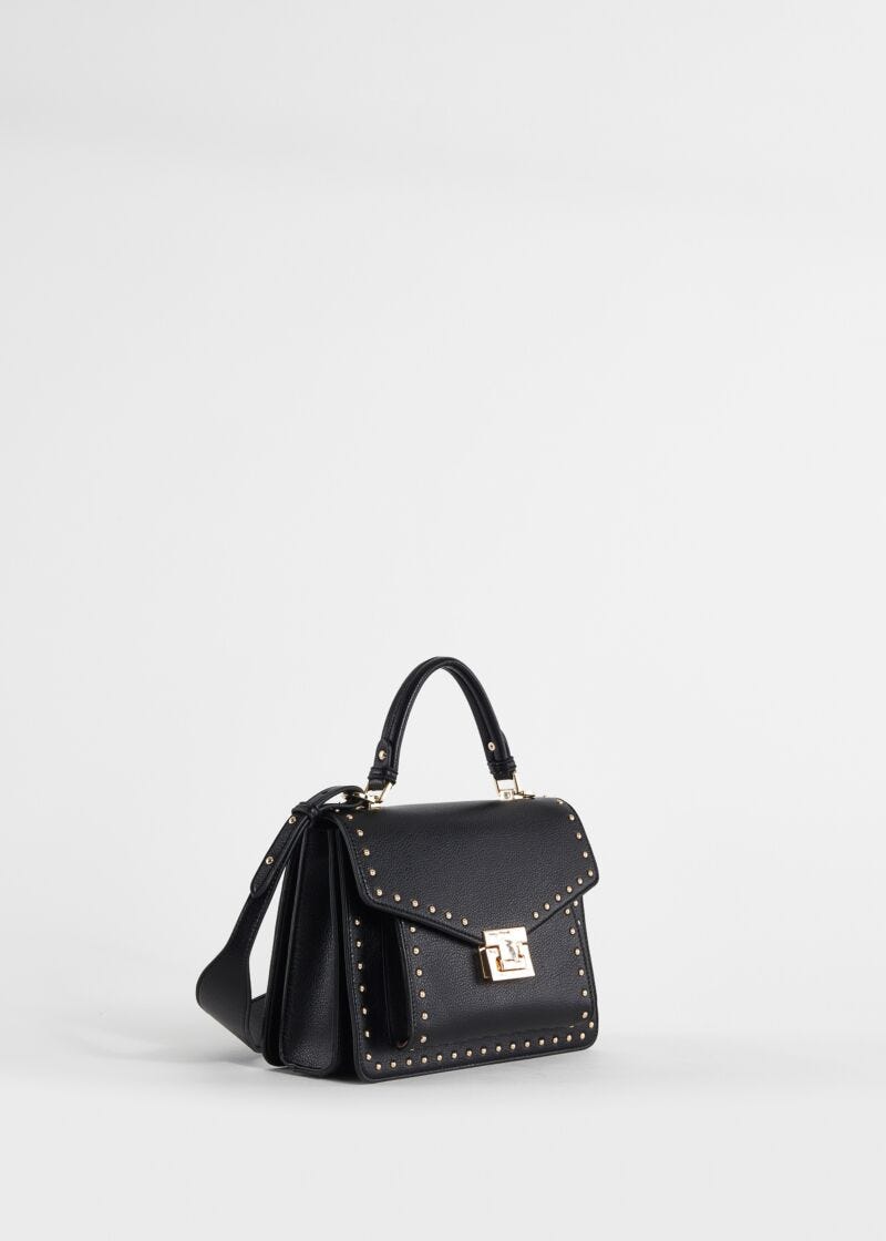 Black tophandle bag with studs