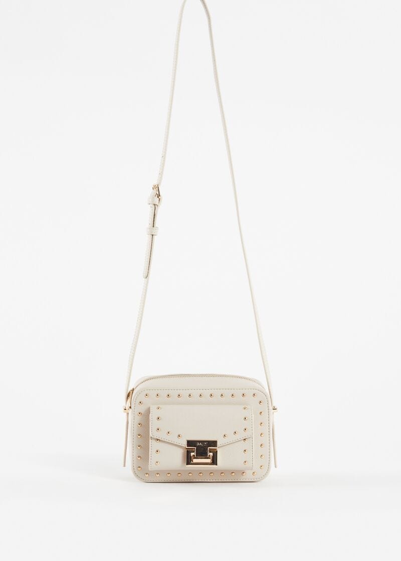 White crossbody bag with studs
