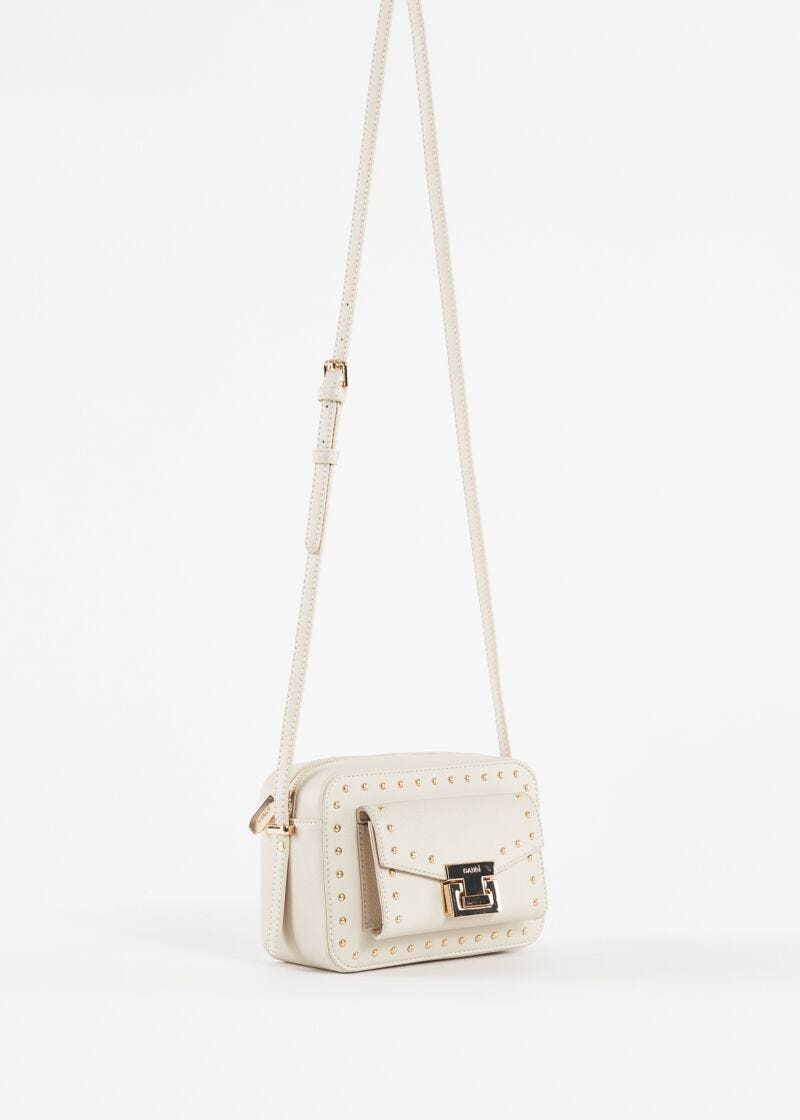 White crossbody bag with studs