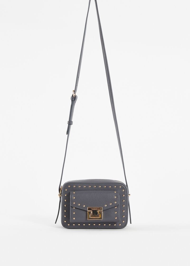 Grey crossbody bag with studs