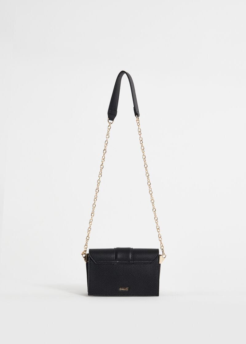 Black fauxleather crossbody bag