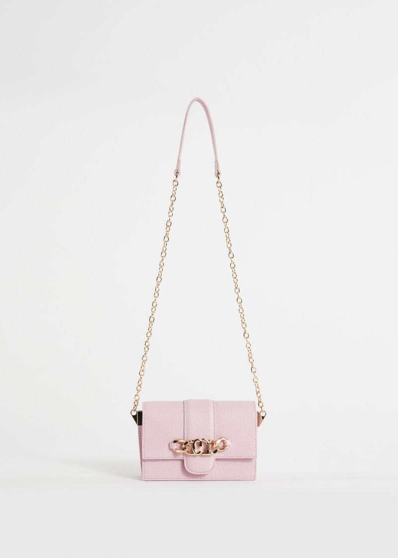 Pink, fauxleather crossbody bag
