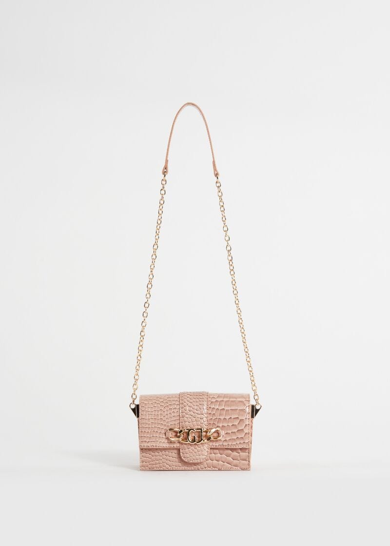 Borsa crossbody rosa con stampa