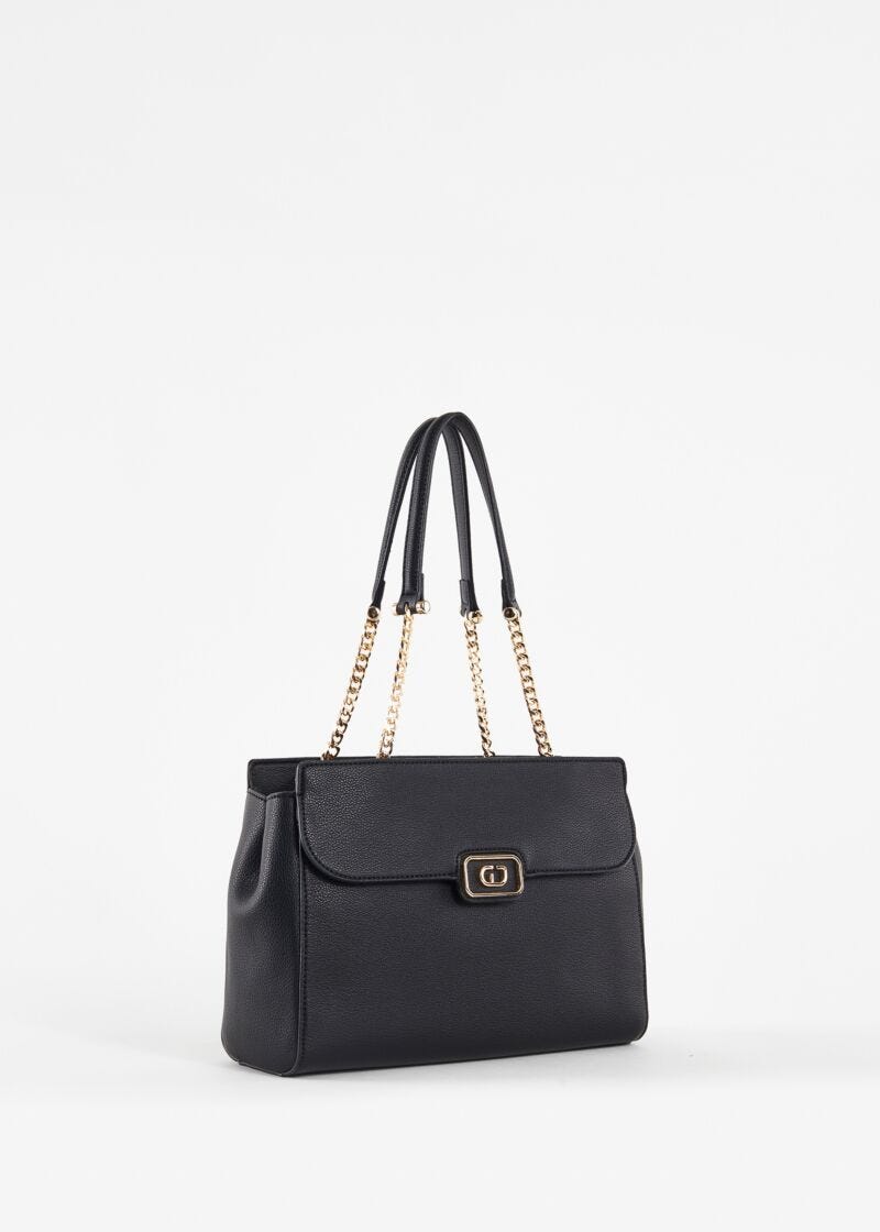 Shopping bag in similpelle nera