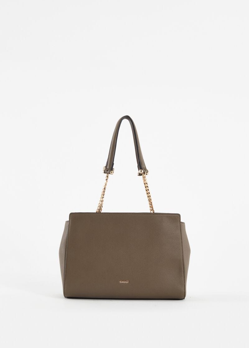 Brown, fauxleather shopper bag